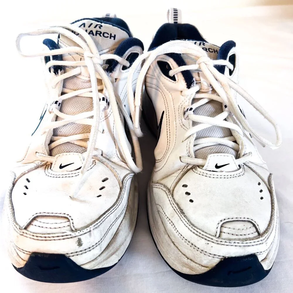 Nike Men's Air Monarch IV (White/Silver/Midnight Navy) Training Shoes Size 11